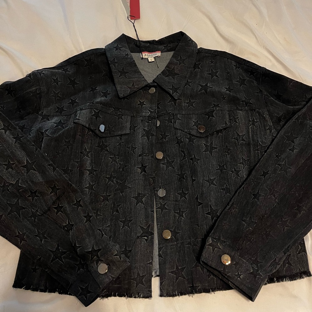 NWT black star Jean jacket